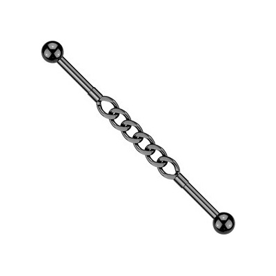 Šperky4U Černý industrial piercing řetěz ID01049-K
