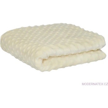 Látka Minky 380 mikroplyš vzor bodky, farba ecru