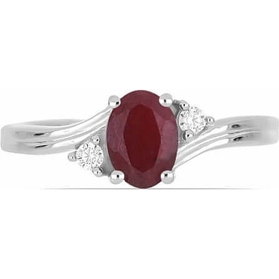 Nefertitis Prsten stříbrný s broušeným rubínem a zirkony 026295 RB