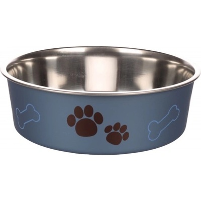 Flamingo Feeding and drinking bowl Kena Round Metallic blue Silver - иноксова купа за вода или храна - ТЪМНО СИНЯ, размер Ø23 см / 2200 мл, Белгия - 1030962