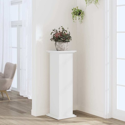 vidaXL Поставка за растения, бяла, 33x33x100 см, инженерно дърво (852978)