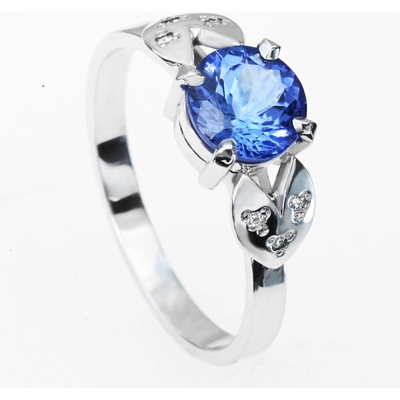 Stuchlík zlatý prsten s tanzanitem a diamanty 015270