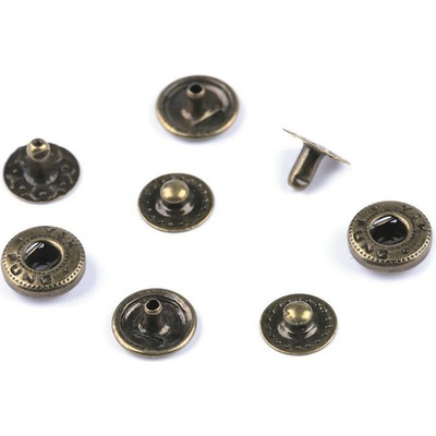 Knoflíky stiskací s pérkem Ø10 mm na středně silné látky Varianta: 2 staromosaz, Balení: 50 sada