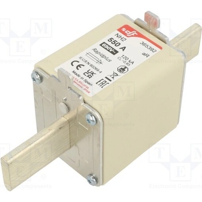DF ELECTRIC 365392 Pojistka: tavná; 550A; 690VAC; 550VDC; aR; keramická; NH2