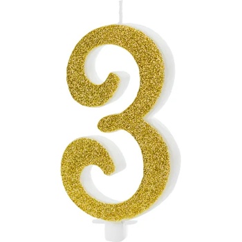 Image 1 of PartyDeco Свещ за торта - златна, номер 3