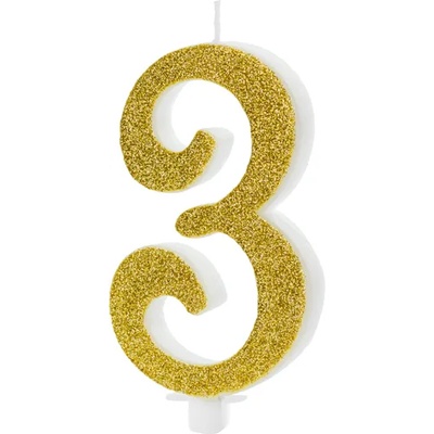 PartyDeco Свещ за торта - златна, номер 3