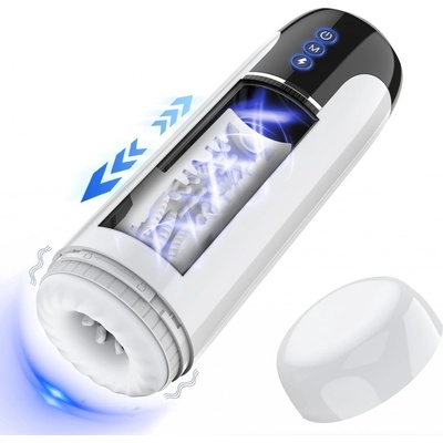 Paloqueth Ares Automatic Telescopic Masturbator with Vibrations & 3D Realistic Texture White