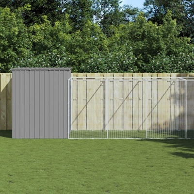 vidaXL Psí bouda s výběhem světle šedá 214 x 865 x 181 cm pozinkovaná ocel 9799.3189128