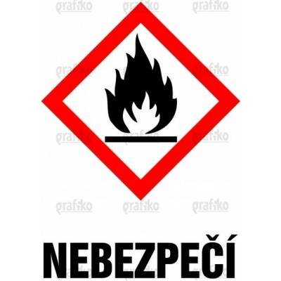 Grafiko | GHS 02 – hořlavé látky - symbol se signálním slovem Nebezpečí - Materiál Samolepící PVC folie, Rozměr 105x74mm
