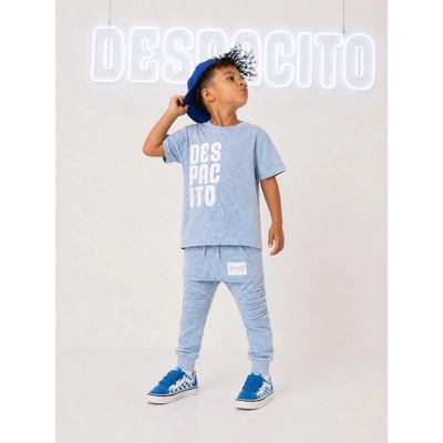 Despacito chlapecké biker tepláky světle modré acid wash