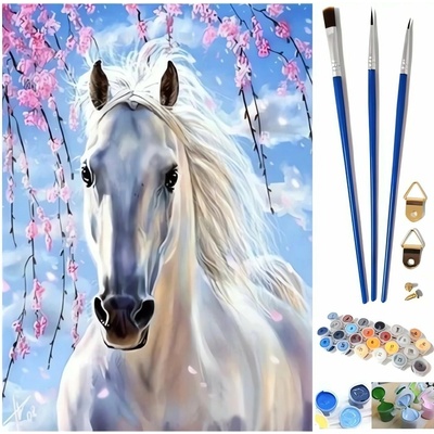 Pronett x J5576 Maľba podľa čísel biely kôň 40 x 50 cm