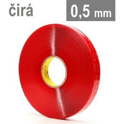 3M VHB 4905-F Transparentná obojstranne veľmi silne lepiaca akrylová páska 0,5 mm 9 mm x 3 m