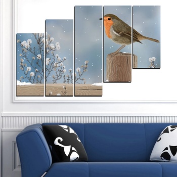 Vivid Home Картини пана Vivid Home от 5 части, Птици, Канава, 110x65 см, 8-ма Форма №0410