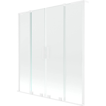 Mexen Velar L Duo параван за вана с 2 крила, разтегателен, 140 x 150 см, прозрачен, бял - 896-140-003-02-20 (896-140-003-02-20)
