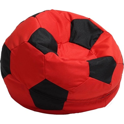 PUFRELAX Пуф, топка, за деца до 3 г, 80л. Telstar Baby - Red & Black, За открито, Перящ се калъф, Пълнеж от Полистиролни перли (PUF-G-TB-TEX-REBL)