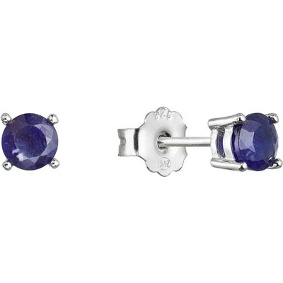 Evolution Group Strieborné náušnice kôstky s pravým zafírom 11483.3