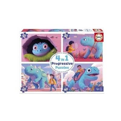 Educa Комплект от 4 Пъзела Educa Friendly Dinosaurs