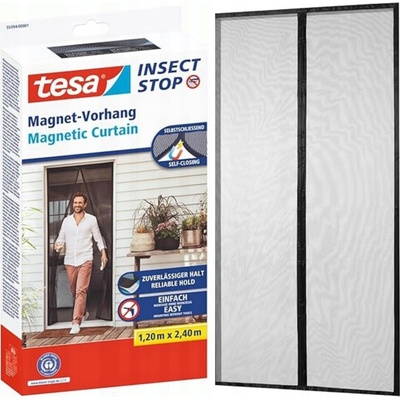 TESA Síť do dveří magnetická, 1,2 x 2,4 m, antracit