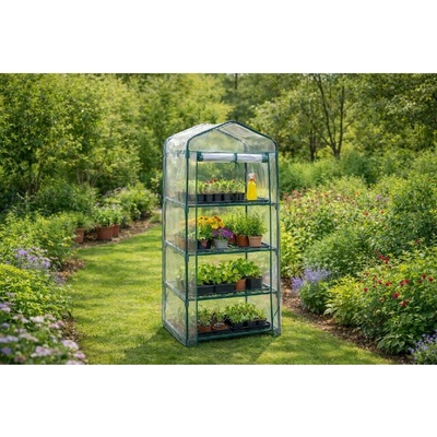 BestBerg Mini fóliový skleník s policemi BBGH-158 68 x 49 x 158 cm černá/transparentní