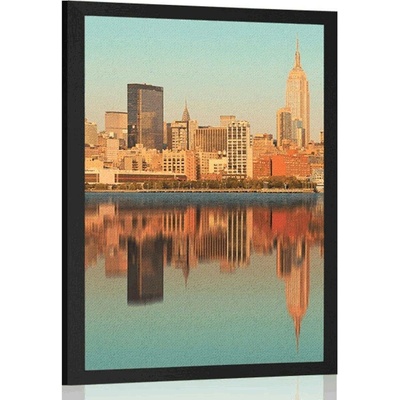 Plakát okouzlující New York v odrazu ve vodě - 30x45 silver