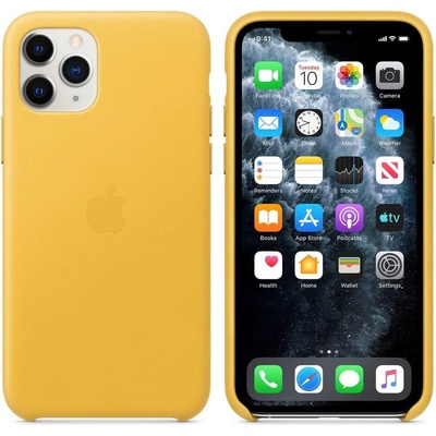 Apple iPhone Leather Case - оригинален кожен кейс (естествена кожа) за iPhone 11 Pro Max (жълт)