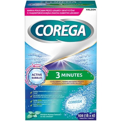 Corega Tabs 3 minútové antibakteriálne čistiace tablety 108 ks