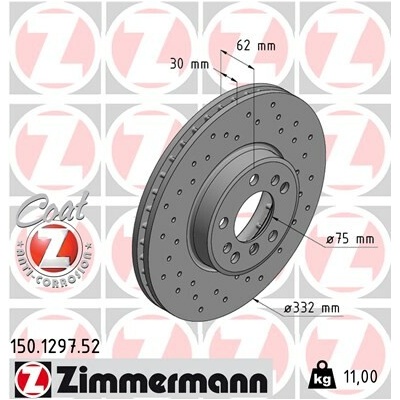 Brzdový kotúč ZIMMERMANN 150.1297.52 (150129752)