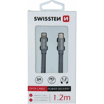 Swissten 71525206 Datový, Textile USB-C / Lightning, 1,2m, červený