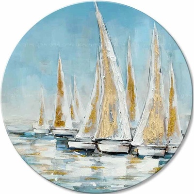 Okrúhly maľovaný obraz Zlaté pobrežie | rôzne rozmery - 80 cm