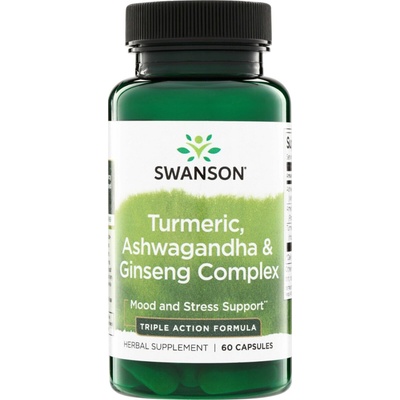 Swanson Rhodiola Ashwagandha a Ginseng Complex 60 kapslí