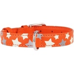COLLAR Светещ кожен нашийник с звездички, оранжев 27 - 36см, 15мм