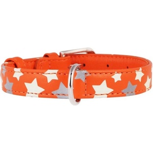 COLLAR Светещ кожен нашийник с звездички, оранжев 27 - 36см, 15мм