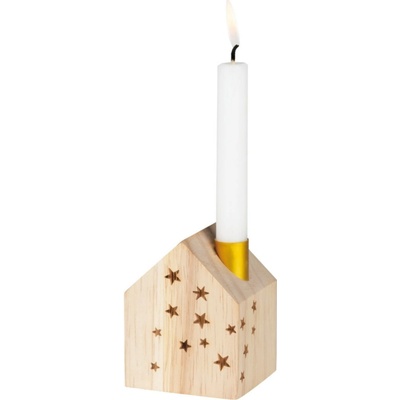 räder Dřevěný svícen domeček Stars, přírodní barva, dřevo