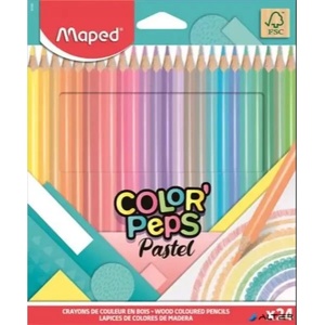 Maped Maped: Color Peps Pastel цветни моливи - триъгълни, комплект от 24 броя (IMA831880)