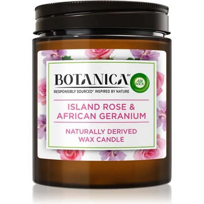Air Wick Botanica Island Rose & African Geranium ароматна свещ с аромат на рози 205 гр