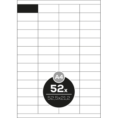Etikety PRINT A4/100 ks, 52,5x21,2 - 52 etikiet, biele
