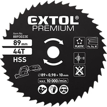 EXTOL kotouč pilový HSS,Ř89x1x10mm, 44T(8893022E)