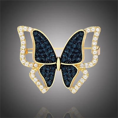 Éternelle luxusní brož se zirkony Crystal Butterfly Gold motýl B2271 zlatá