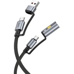 hoco. Заряден кабел HOCO U138 2 в 1 USB/Type-C - Type-C/запалка, 120 см, ЧЕРЕН (U138 CL BLACK)