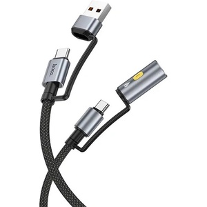 hoco. Заряден кабел HOCO U138 2 в 1 USB/Type-C - Type-C/запалка, 120 см, ЧЕРЕН (U138 CL BLACK)