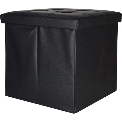KIK Puf s úložným prostorem pod sedákem 38 × 38 × 36 cm, černý KX2718_1