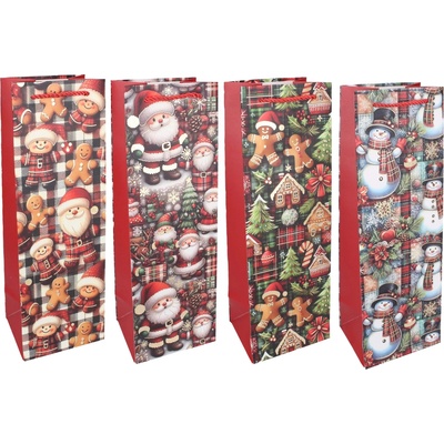 Wiky Vianočná darčeková taška na fľašu M 36 × 12 × 10 cm - 1 kus