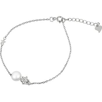 JwL Jewellery stříbrný náramek s pravou perlou a krystalem JL0315