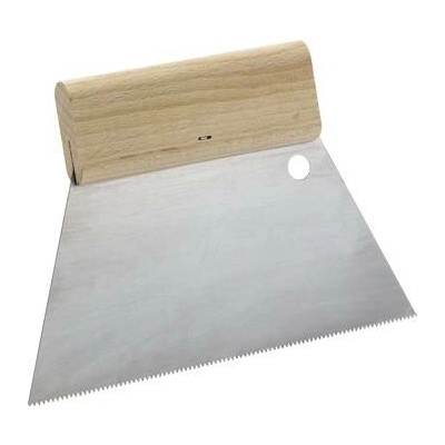 Ozubená špachtle s dřevěnou rukojetí šířka 180 mm čtvercové ozubení 6,0 mm