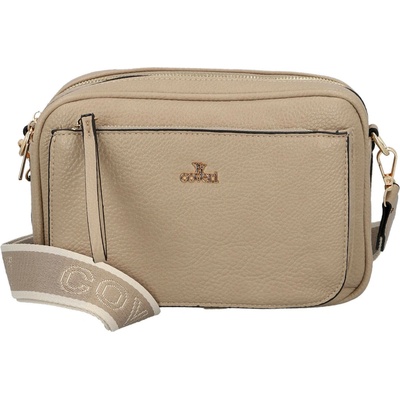 Stylová dámská koženková crossbody kabelka Aliana tmavě béžová