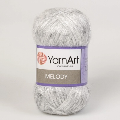YarnArt Pletací / háčkovací příze MELODY 881 stříbrná, efektní, 100g/230m