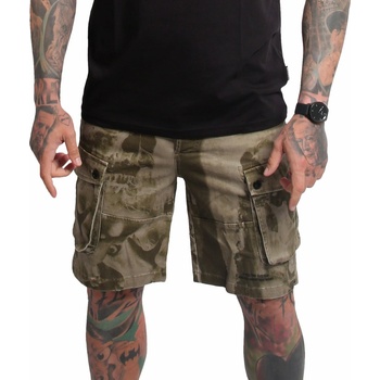 Yakuza cargo šortky Crashed Skull CSB 25048 burn olive