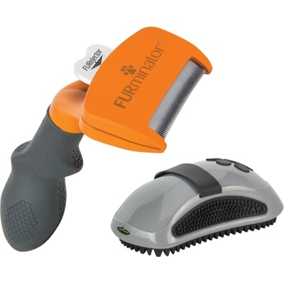 FURminator FURminator: deShedding Tool/ Slicker + Curry Comb Striegel, Д 11, 5 x Ш 5, 6 В 4 см подарък! - Tool M за къса козина, ширина на гребена 6, 1 см