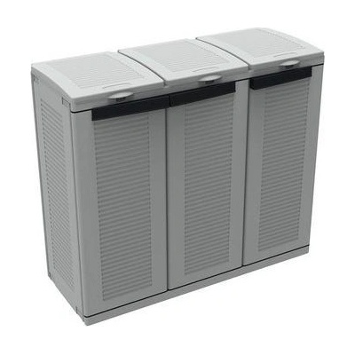 Manutan Plastová skriňa ECO LINE 3 na triedenie odpadu, 3 x 110 l, sivá