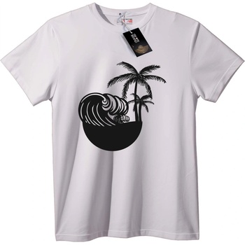 NOONEBRAND Тениска Тропическа Вълна и Палма - XL, White